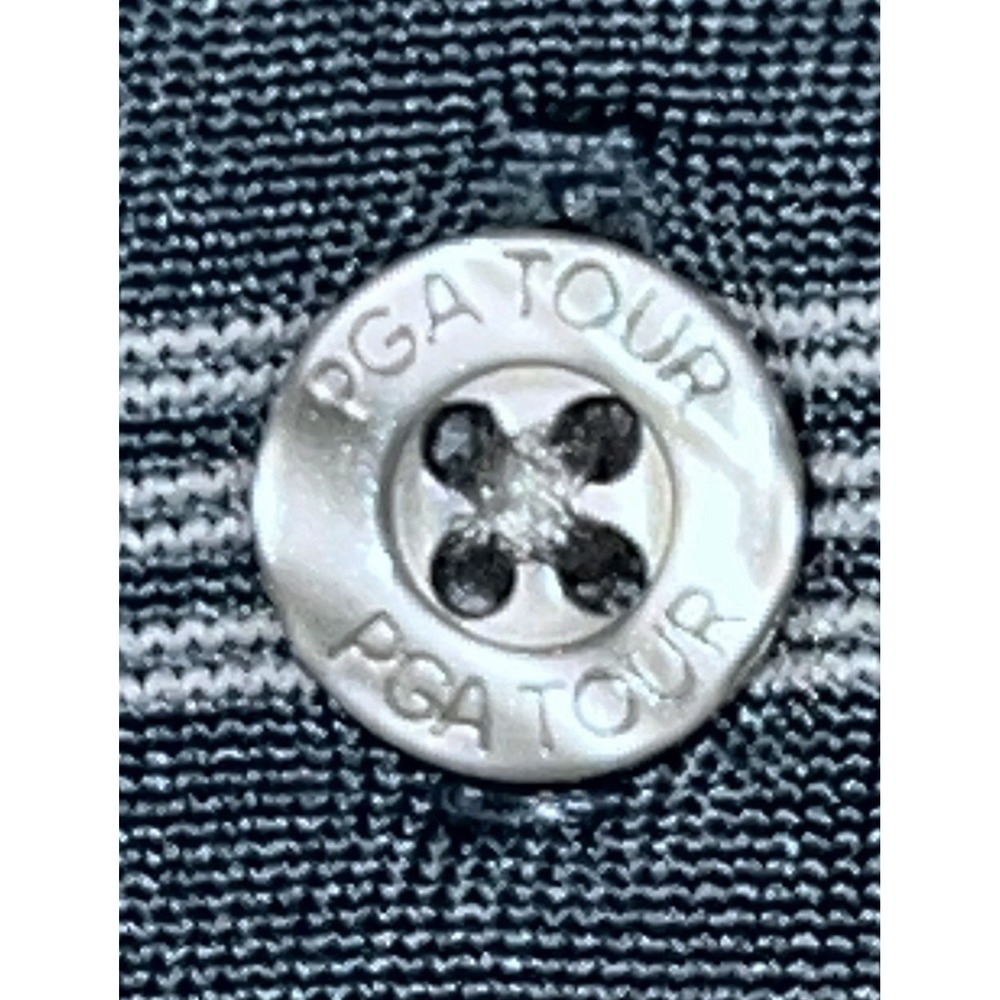 PGA Tour Golf Shirt Size XL Extra Large Polo Gray White Striped - Picture 6 of 11